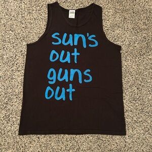 Sun's Out Guns Out Men’s Black Tank Top- Size Medium